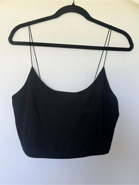Zara Black Ribbed Spaghetti Strap Crop Camisole